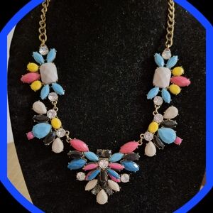 J.Crew 'Technicolor Floral' Chunky Statement Necklace Bold Bib Collection 2010